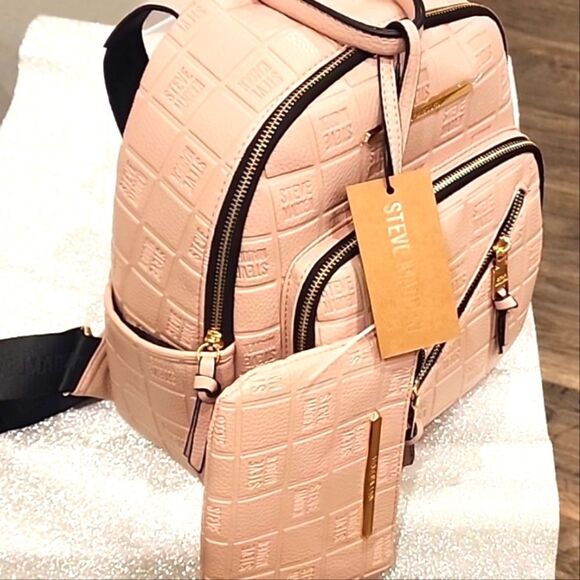 Steve Madden Balma Logo Zipper Backpack- Blush main image 10
